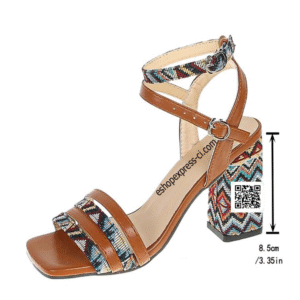 Sandales à talons hauts à bout carré tissées